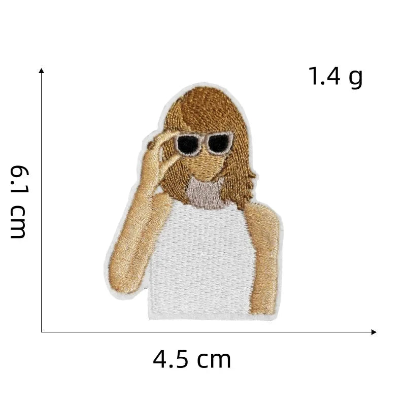 Cartoon Girl Singer patches Decorative Character Embroidered Badge With Rock Music Suitcase Decoration patch