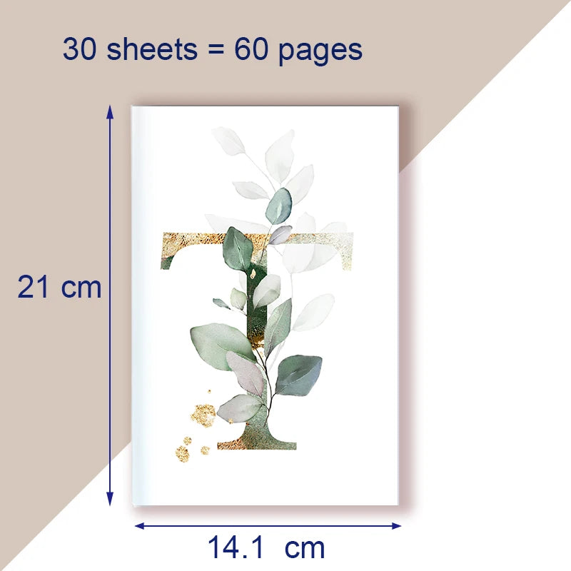 A5 Notebook Note Book Monogram Name Initial Alphabet Letter Majuscule Letters Flower Decor Personality Art Design Personal Diary