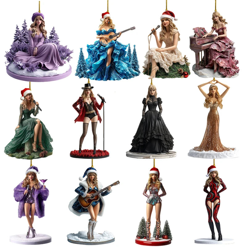 Pop Star Holiday Acrylic Ornaments – 2D Christmas Tree Hanging Decor
