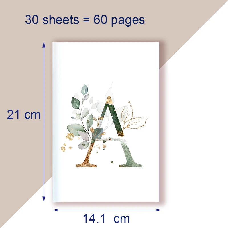 A5 Notebook Note Book Monogram Name Initial Alphabet Letter Majuscule Letters Flower Decor Personality Art Design Personal Diary