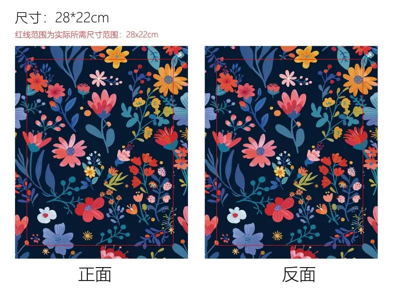 1 pc Book Sleeve with Zipper Flower Books Pouch Watercolor Flower Leaf Waterproof Protector for Paperback Fabric