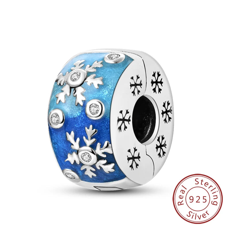 Fit Original Charms Beads 925 Sterling Silver Clip Charms Zircon Silicone Spacer Beads for Bracelet Women DIY Gift Party