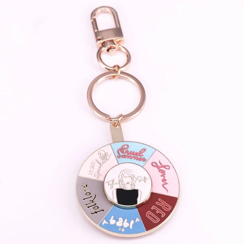 Rotating Album Keychain – Cute Collector Spinner Keychain for Swifties | Multi-Era Metal Pendant