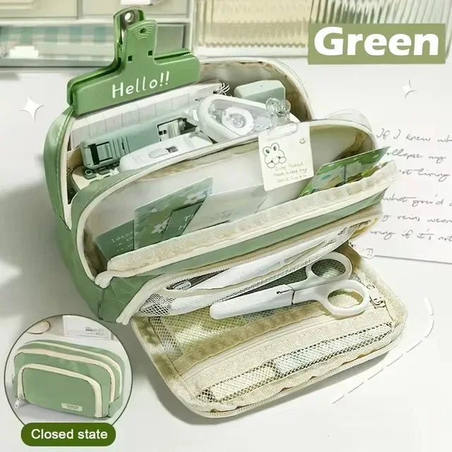 Cute Multi Layer Pencil Case Pouch, Large Capacity Pen Case Bag,Durable Stationery Storage Bag For Students, School&Office