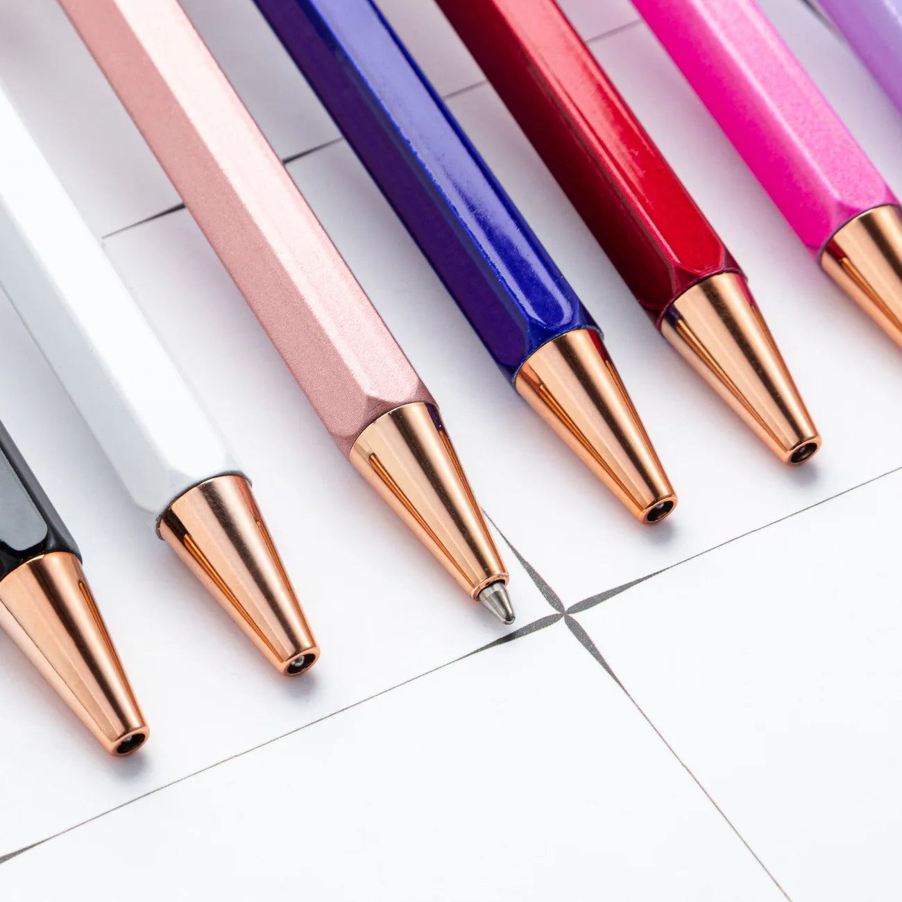 1 Piece Lytwtw's Creative Ballpoint Hexagon Metal press Pen Stationery School Office Supply