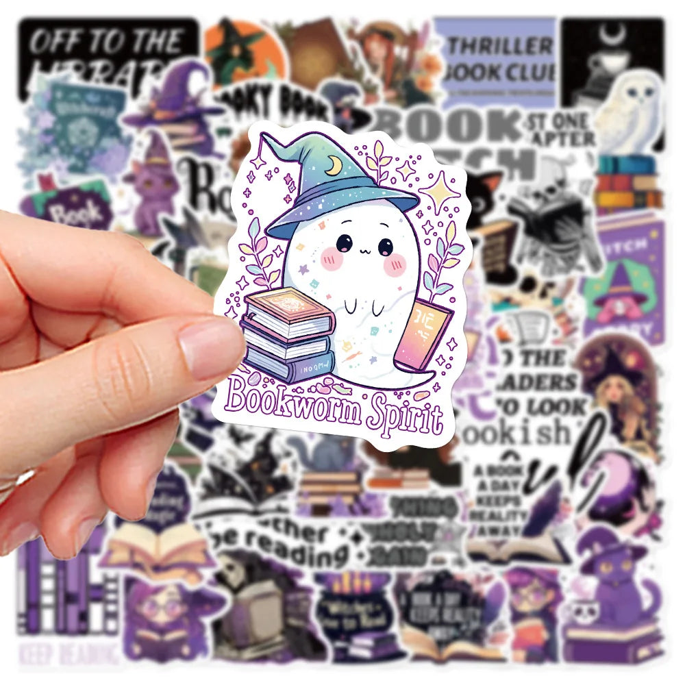 50Pcs Purple Gothic Witch Bookish Stickers Smutty Dark Romance Readers Adult Spicy Booktok Decals Laptop IPAD Kindle Sticker