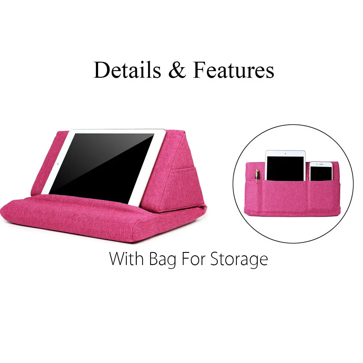 AB97-Portable Laptop Tablet Pouch Storage Foldable Tablet Pillow For Ipad Stand Holder Foam Lap Rest Cushion Home Office