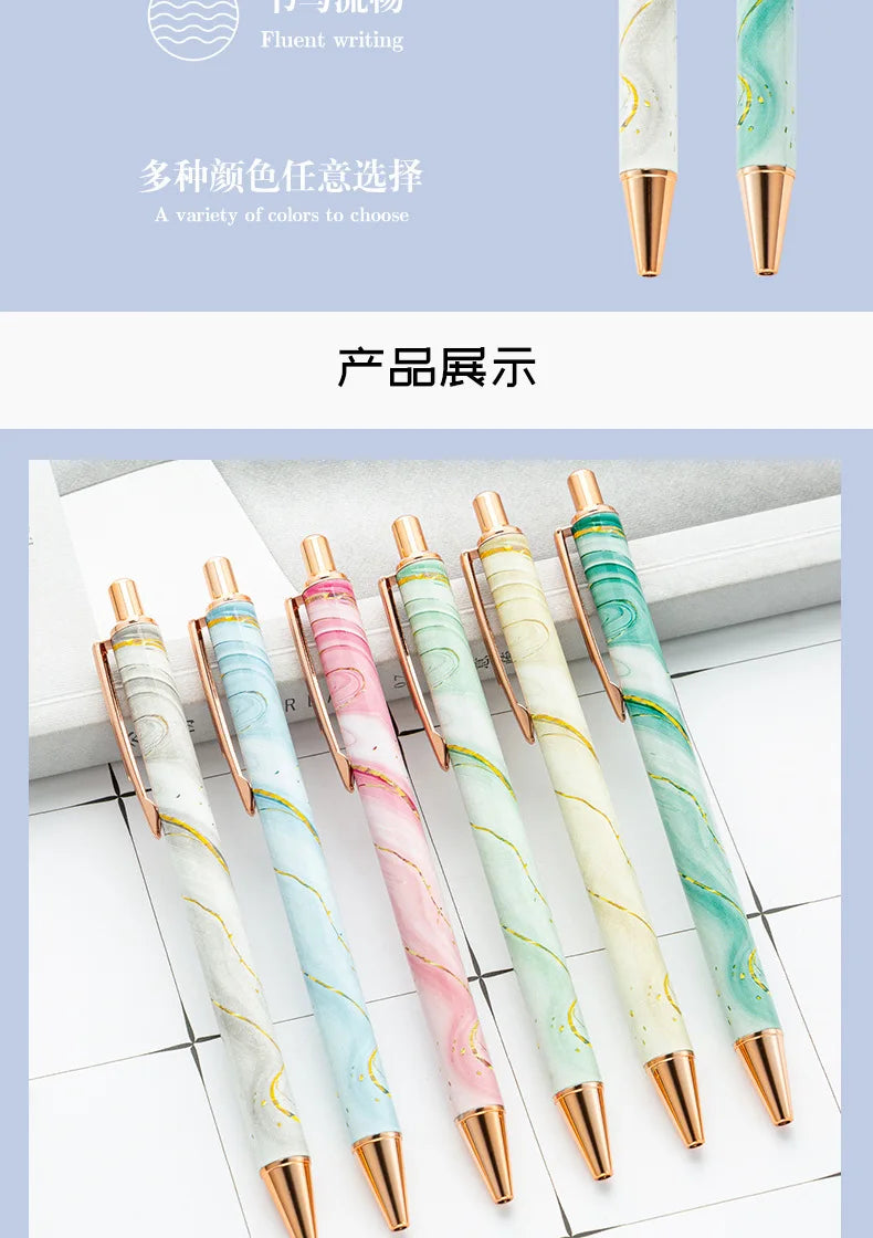 30PCS  Wholesale Metal Ballpoint Pen with Pressed Core Hotel Conference Advertising Pen Multi color Flower Film Ballpoint Pen