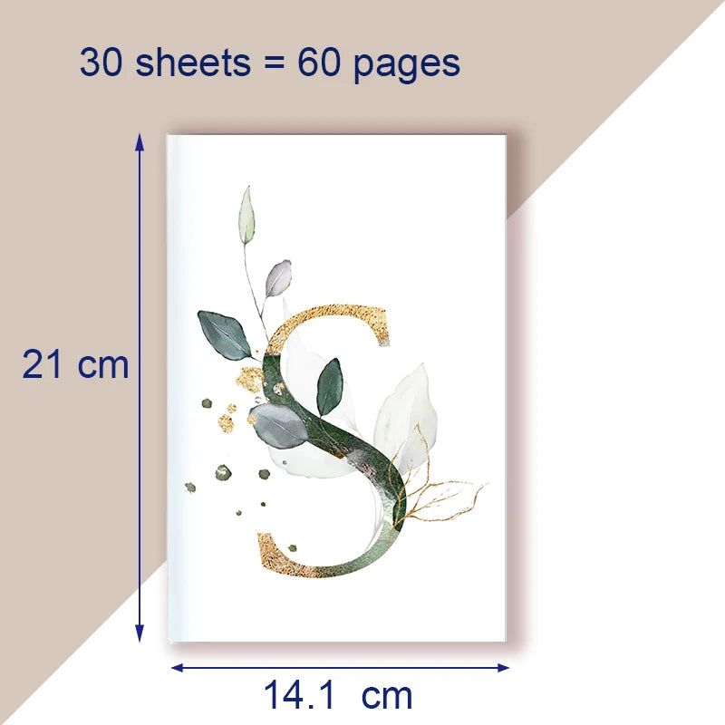 A5 Notebook Note Book Monogram Name Initial Alphabet Letter Majuscule Letters Flower Decor Personality Art Design Personal Diary