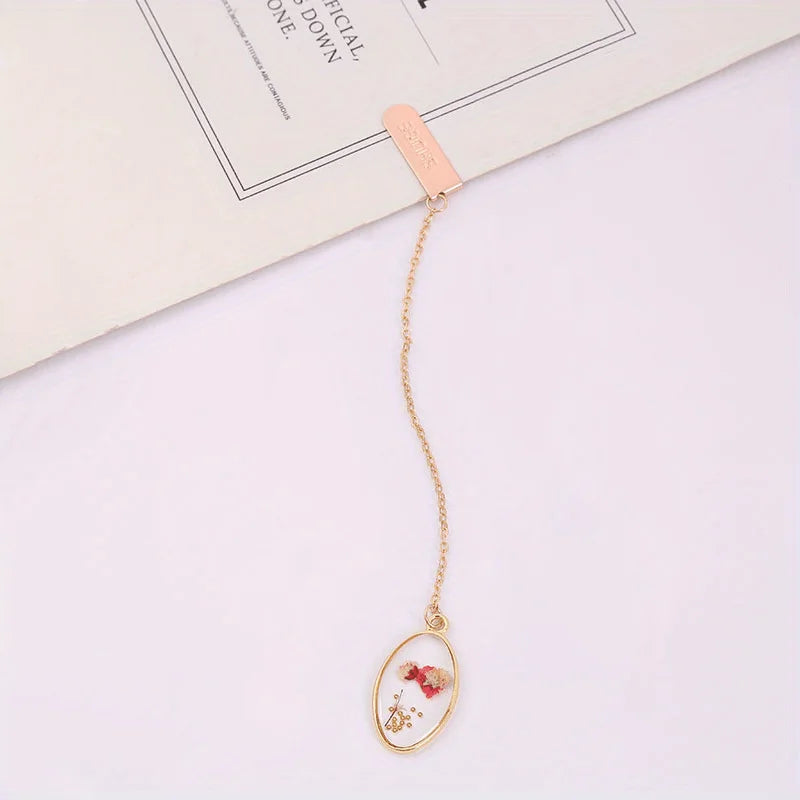 Elegant Literary Bookmark - Eye-Catching Dried Flower & Crystal Alloy Book Clip for Passionate Readers