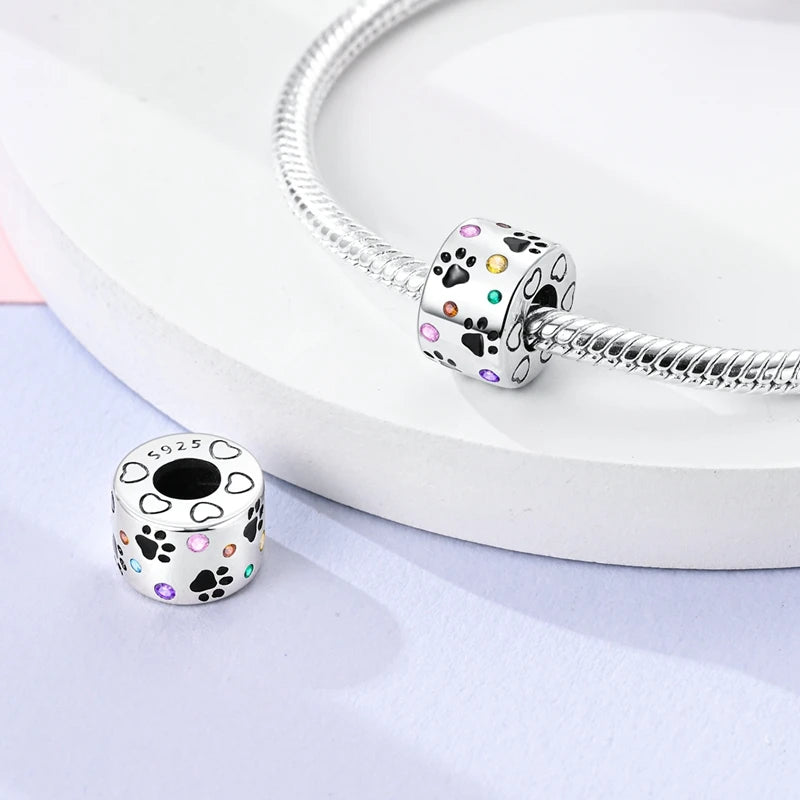 Fit Original Charms Beads 925 Sterling Silver Clip Charms Zircon Silicone Spacer Beads for Bracelet Women DIY Gift Party