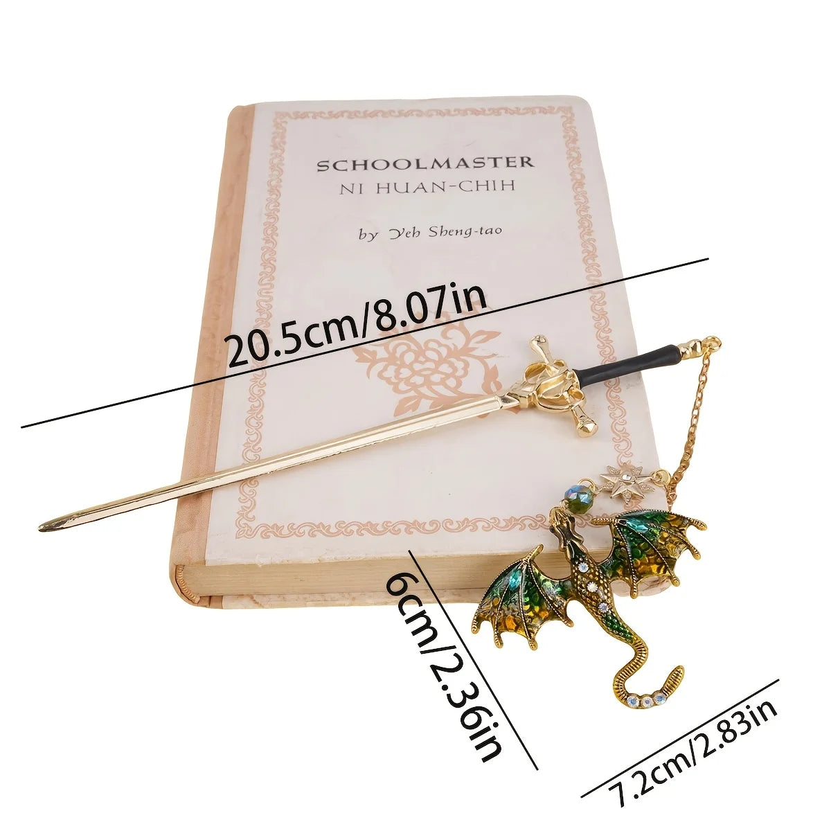 1pc Alloy Sword Dragon Bookmark, Birthday Gift for Book Lovers and Readers, Fantasy Bookworm Silver Gold Gold Pendant