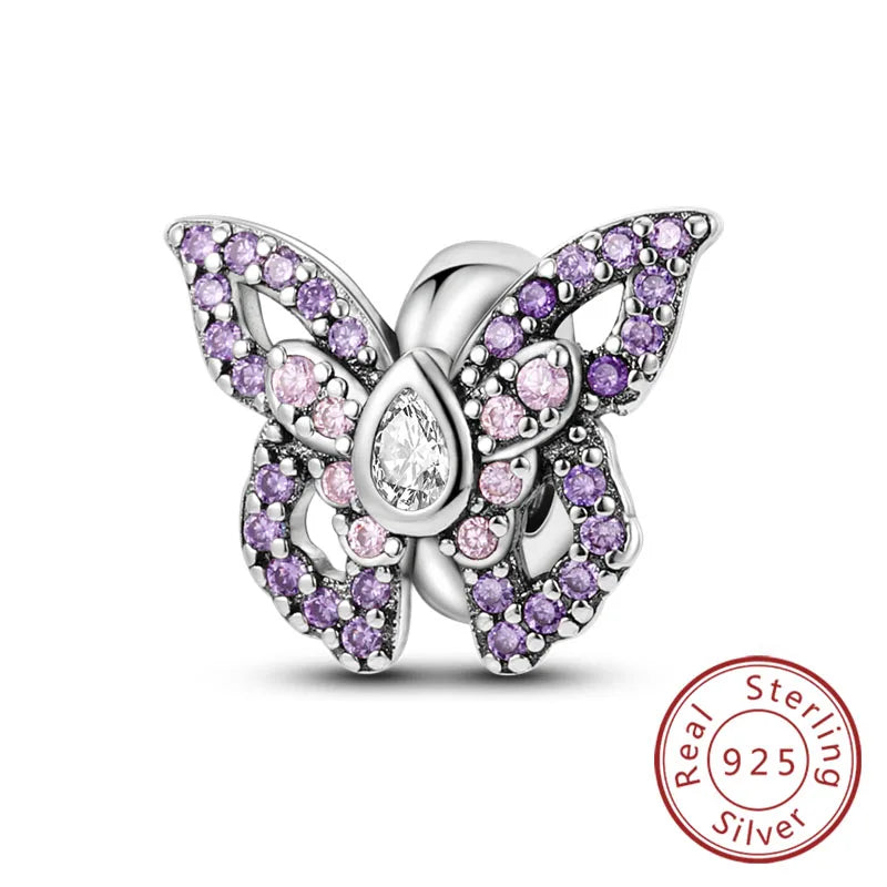 Fit Original Charms Beads 925 Sterling Silver Clip Charms Zircon Silicone Spacer Beads for Bracelet Women DIY Gift Party