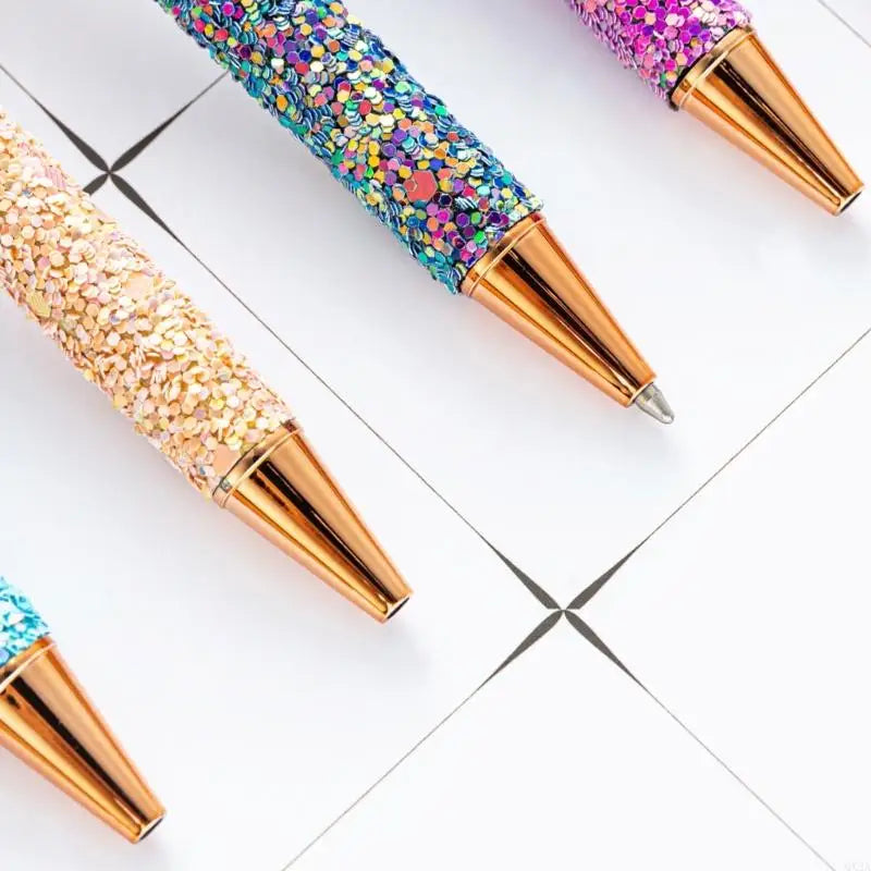 QX2A Fancy Pen for Women Girl Colorful Ballpoint Pen Sequins Journaling Pen