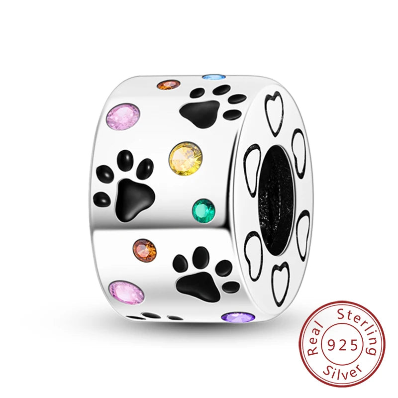 Fit Original Charms Beads 925 Sterling Silver Clip Charms Zircon Silicone Spacer Beads for Bracelet Women DIY Gift Party