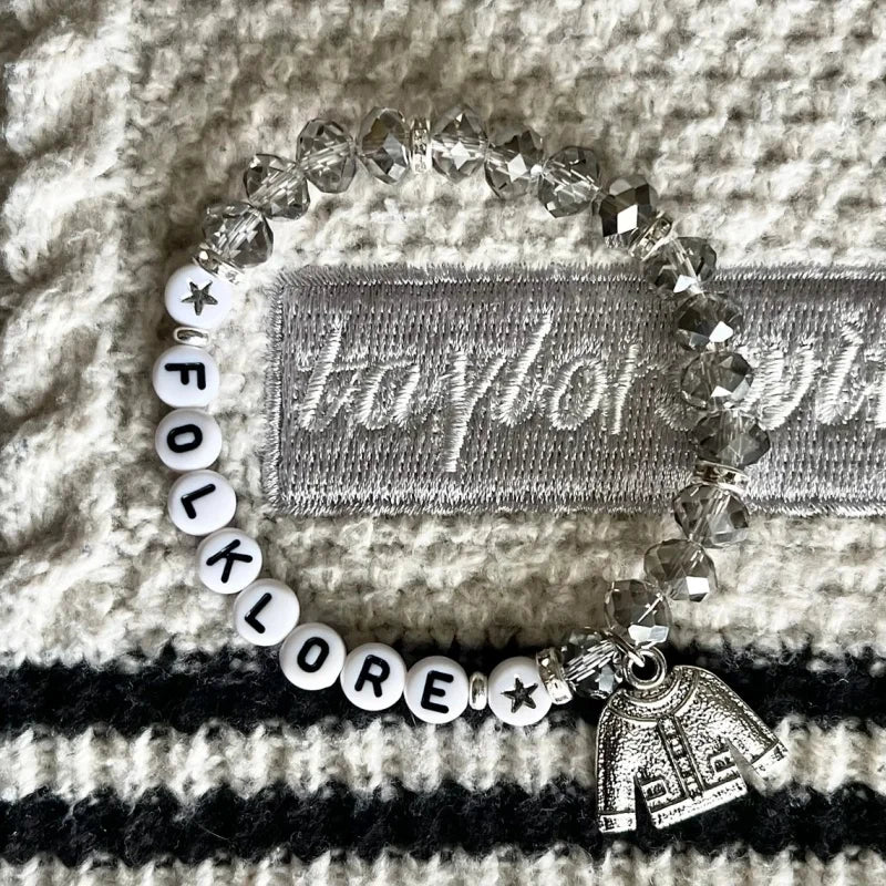 Folklore Era Friendship Bracelet – Cardigan Charm | Taylor-Inspired Swiftie Jewelry