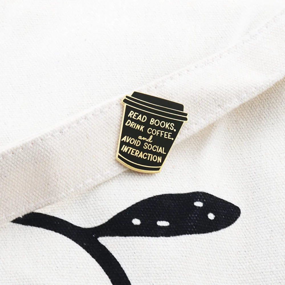 Read Books, Drink Coffee Enamel Pin – Bookish Coffee Lover Lapel Badge | Introvert Pin