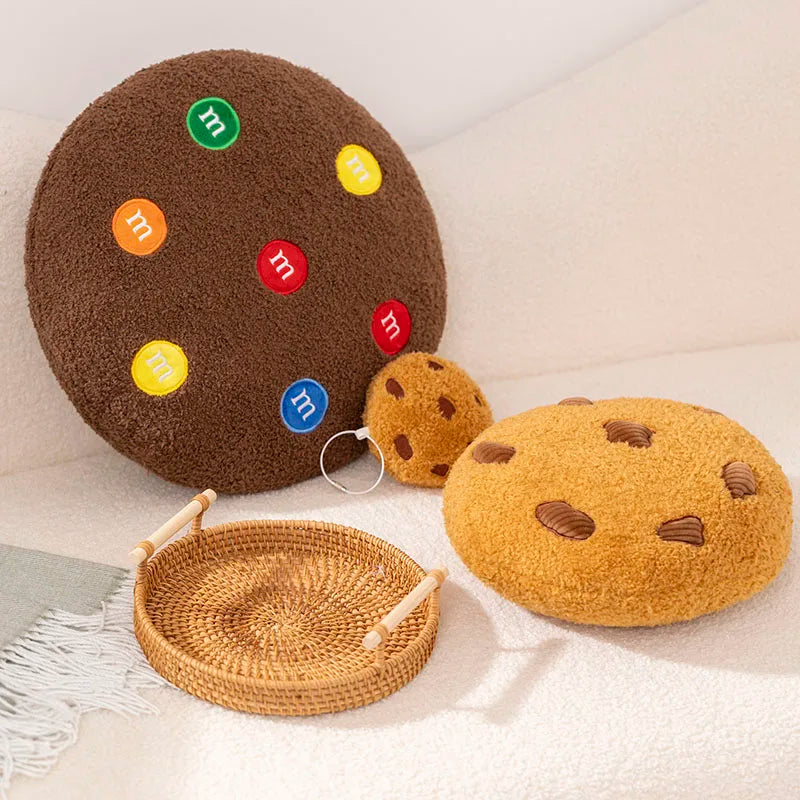 Creative Cookies Pillows Round Shape Chocolate Biscuits Stuffed Plush Toys Realistic Food Snack Seat Cushion Plushie Props Gifts
