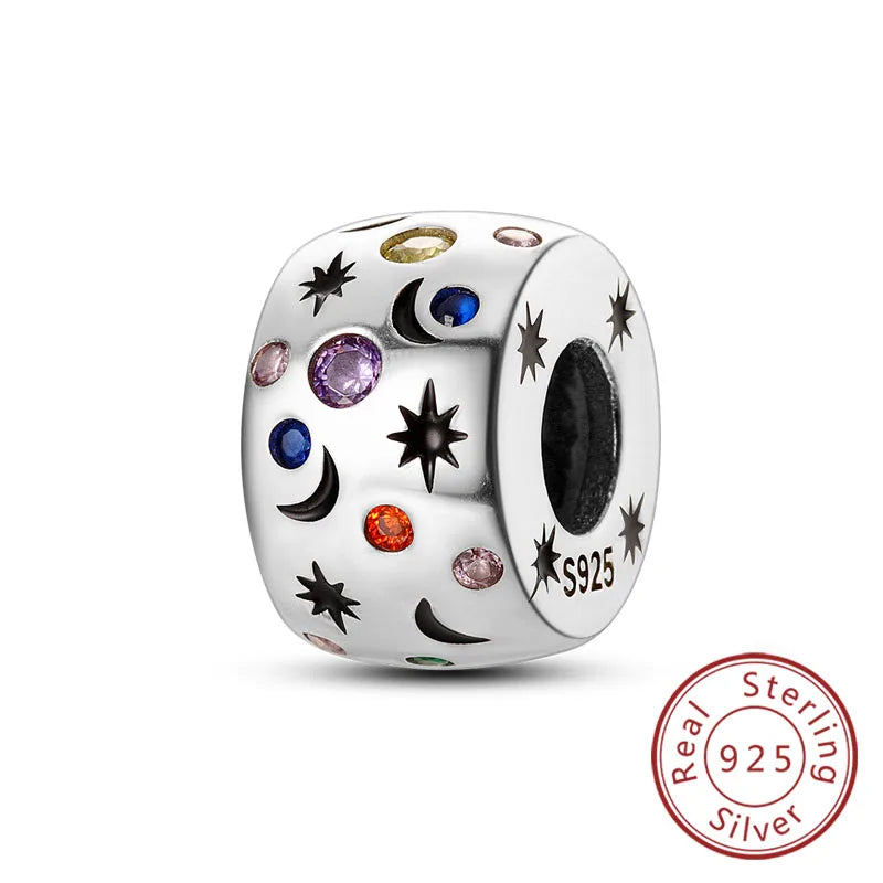 Fit Original Charms Beads 925 Sterling Silver Clip Charms Zircon Silicone Spacer Beads for Bracelet Women DIY Gift Party