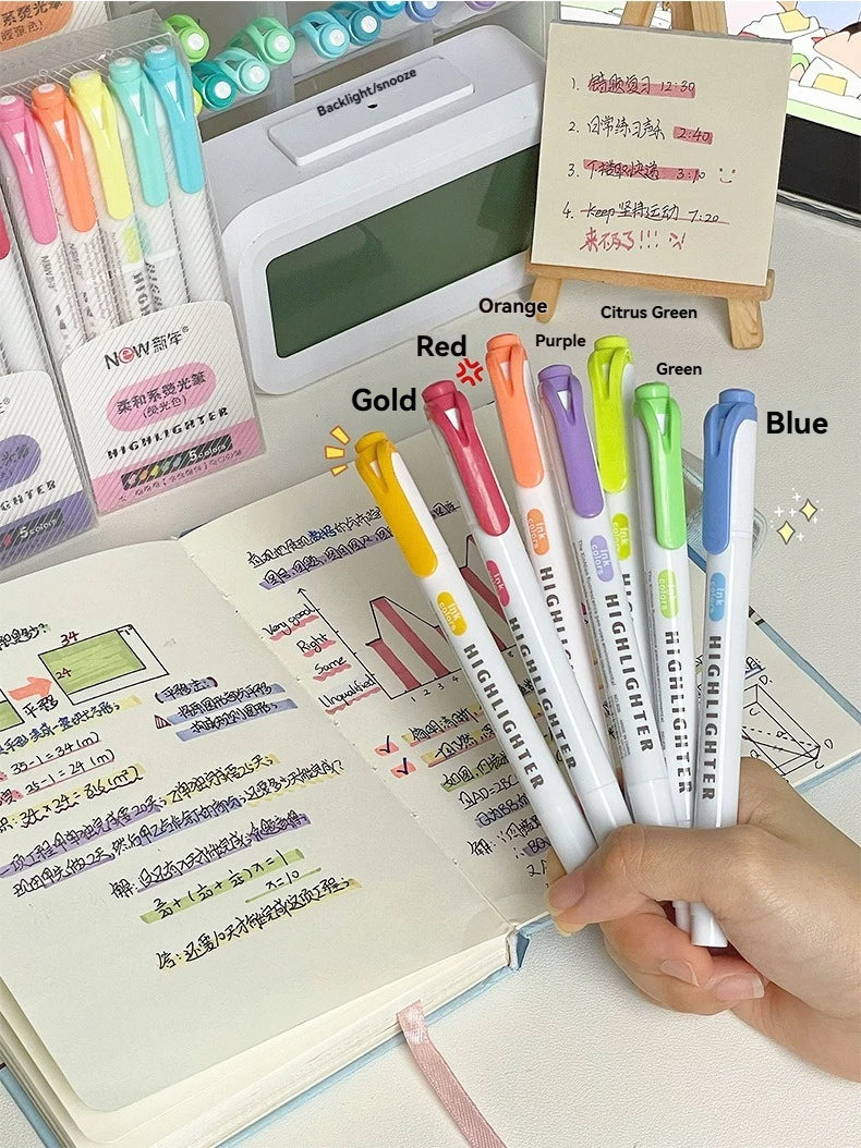 5/15PC Fluorescent Pen Set Student Marking Stroke Key Marking Pen High Beauty Color Handbook Pen Batch