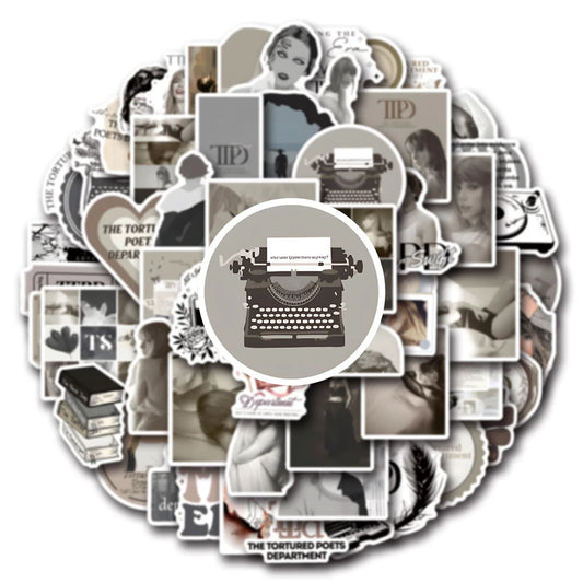 Tortured Poets Inspired Aesthetic Sticker Packs – Waterproof Vinyl Stickers (10–110 pcs)