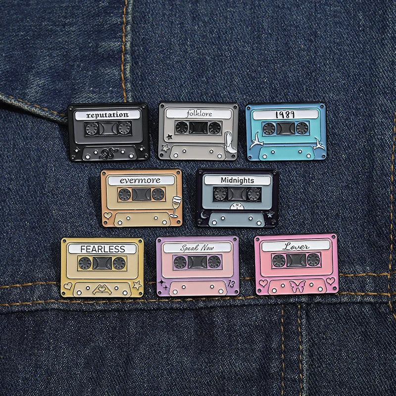 Retro Cassette Enamel Pins — Era-Inspired Collectible Set