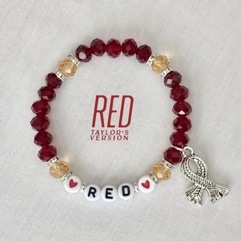 Red Era Friendship Bracelet – All Too Well Scarf Charm | Taylor-Inspired Swiftie Jewelry