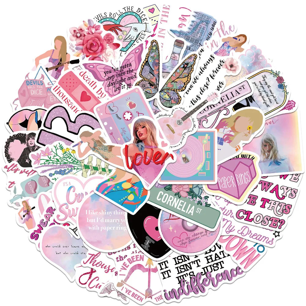 Aesthetic Pink Pop Star Sticker Packs — Waterproof Vinyl Decals for Laptops, Water Bottles & Journals