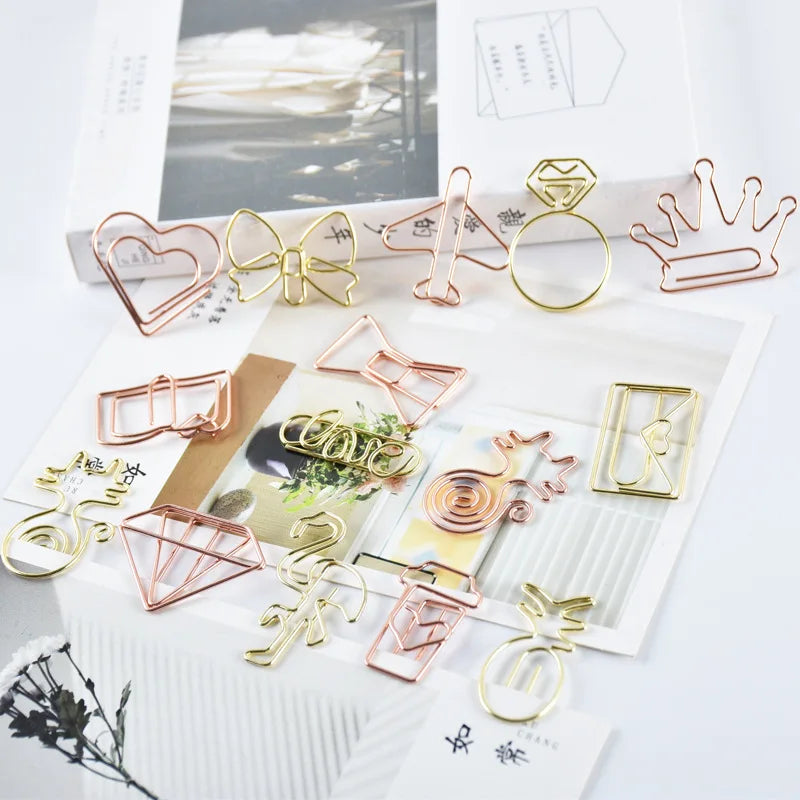 10pcs/set Metal Paperclips Multiple Cartoon Heart Animal Styles Paper Clip Book Scrapbook Planner Page Bookmark Binder Clip