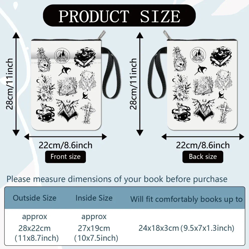 1 pc Sun Moon Star Book Sleeve with Zipper Galaxy Boho Book Protector Pouch for Paperback Black Space Waterproof Fabric